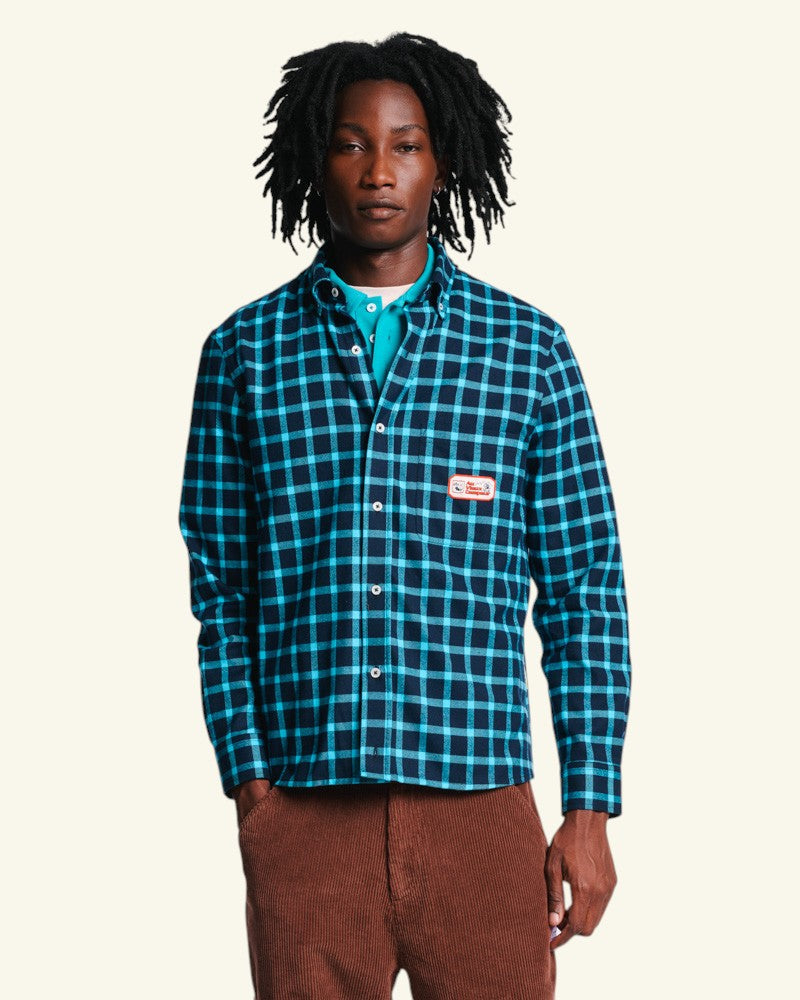 Au Vieux Campeur - Congés Payés - Chemise Elmer Flanelle - Marine & Turquoise