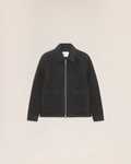 Veste Gael grise en laine mélangée de Merci Paris, coupe droite inspirée des vestes de stade avec fermeture zippée.
