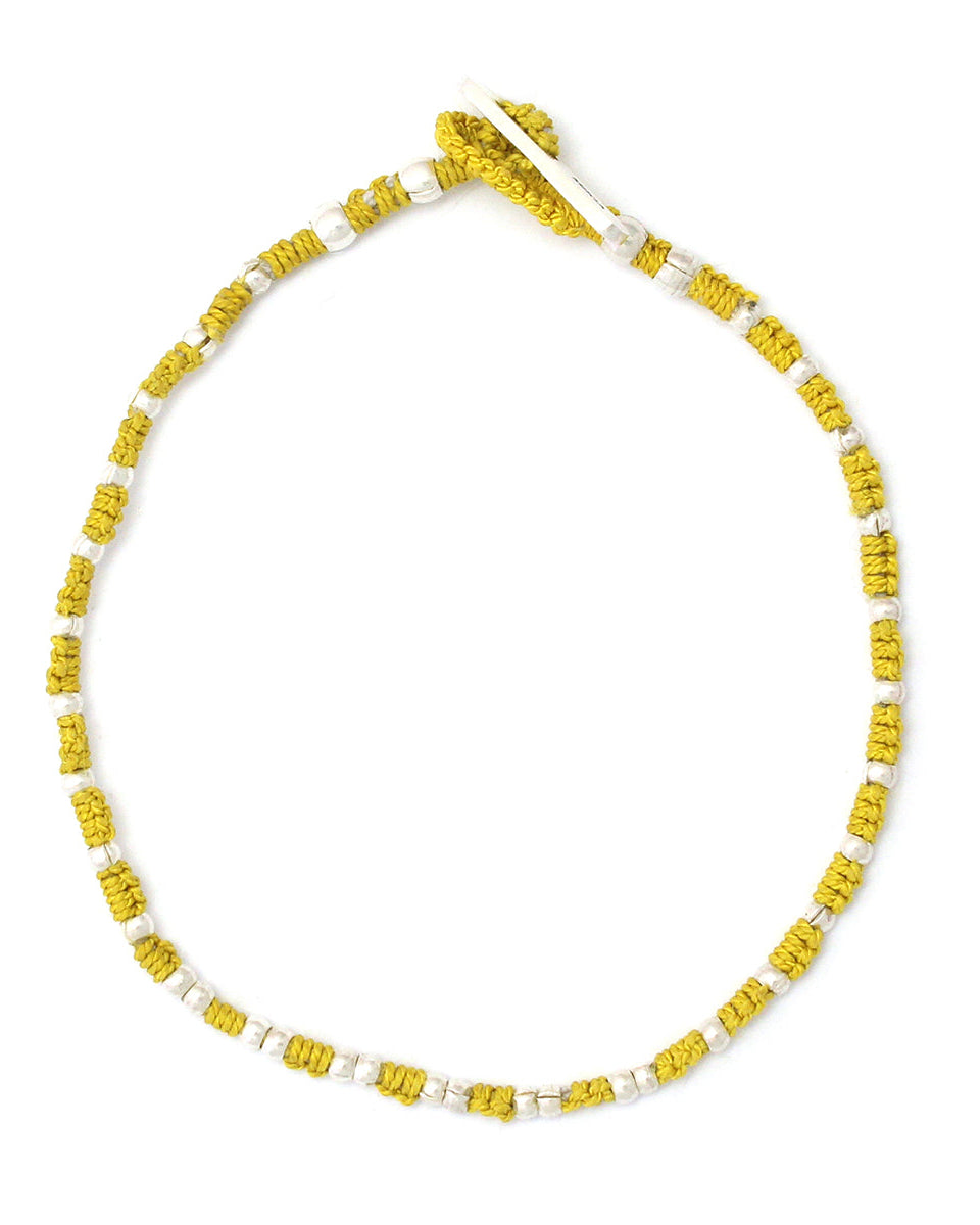 Mikia - Small Silver Beads Bracelet - Yellow