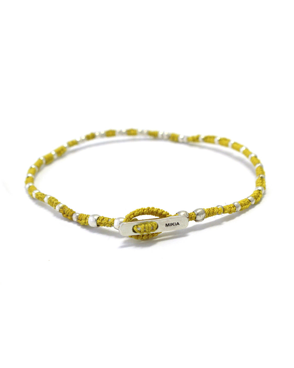 Mikia - Small Silver Beads Bracelet - Yellow