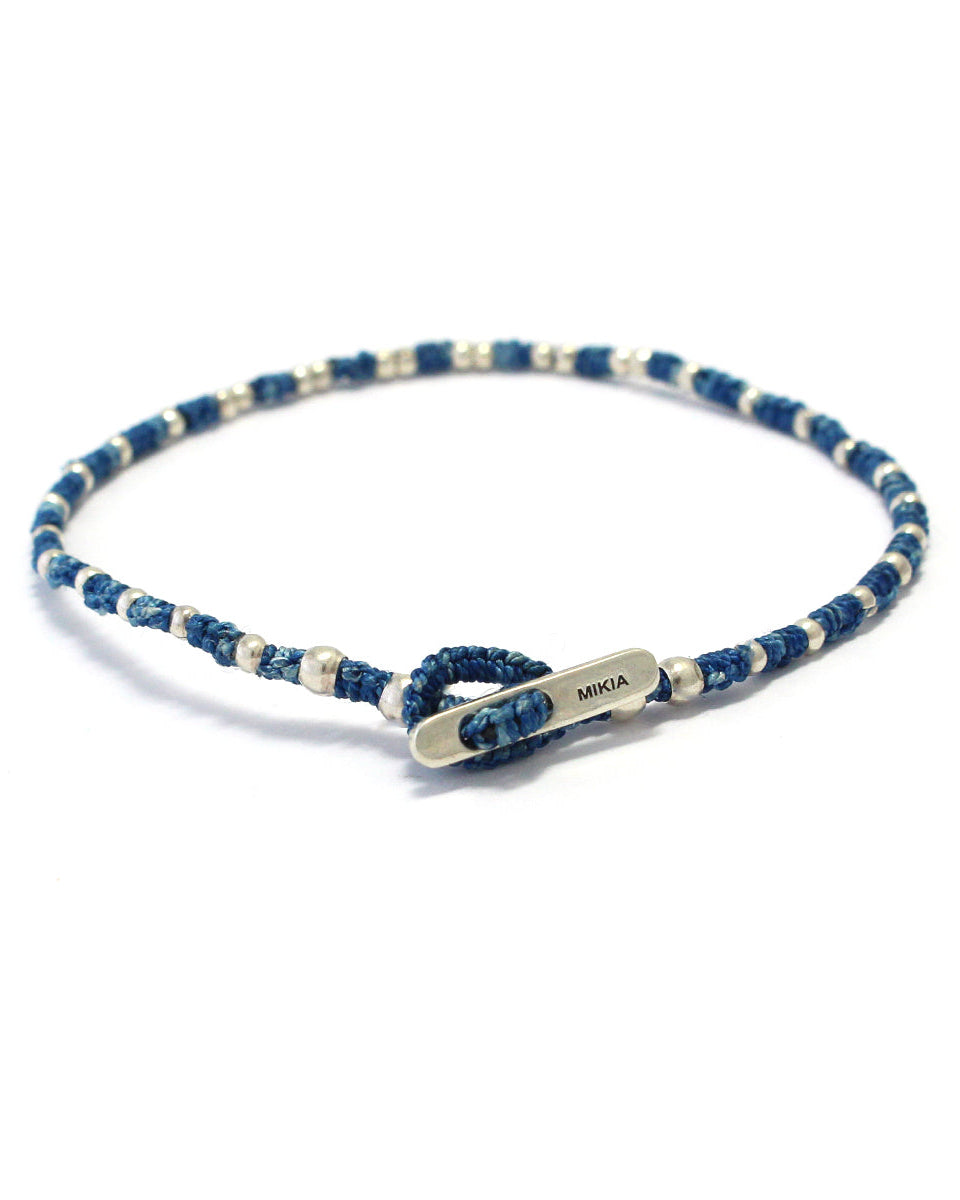 Mikia - Small Silver Beads Bracelet - Bleu
