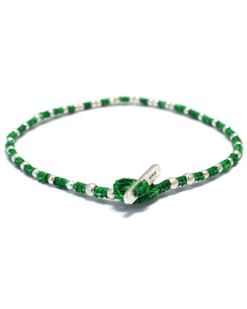 Mikia - Small Silver Beads Bracelet - Green