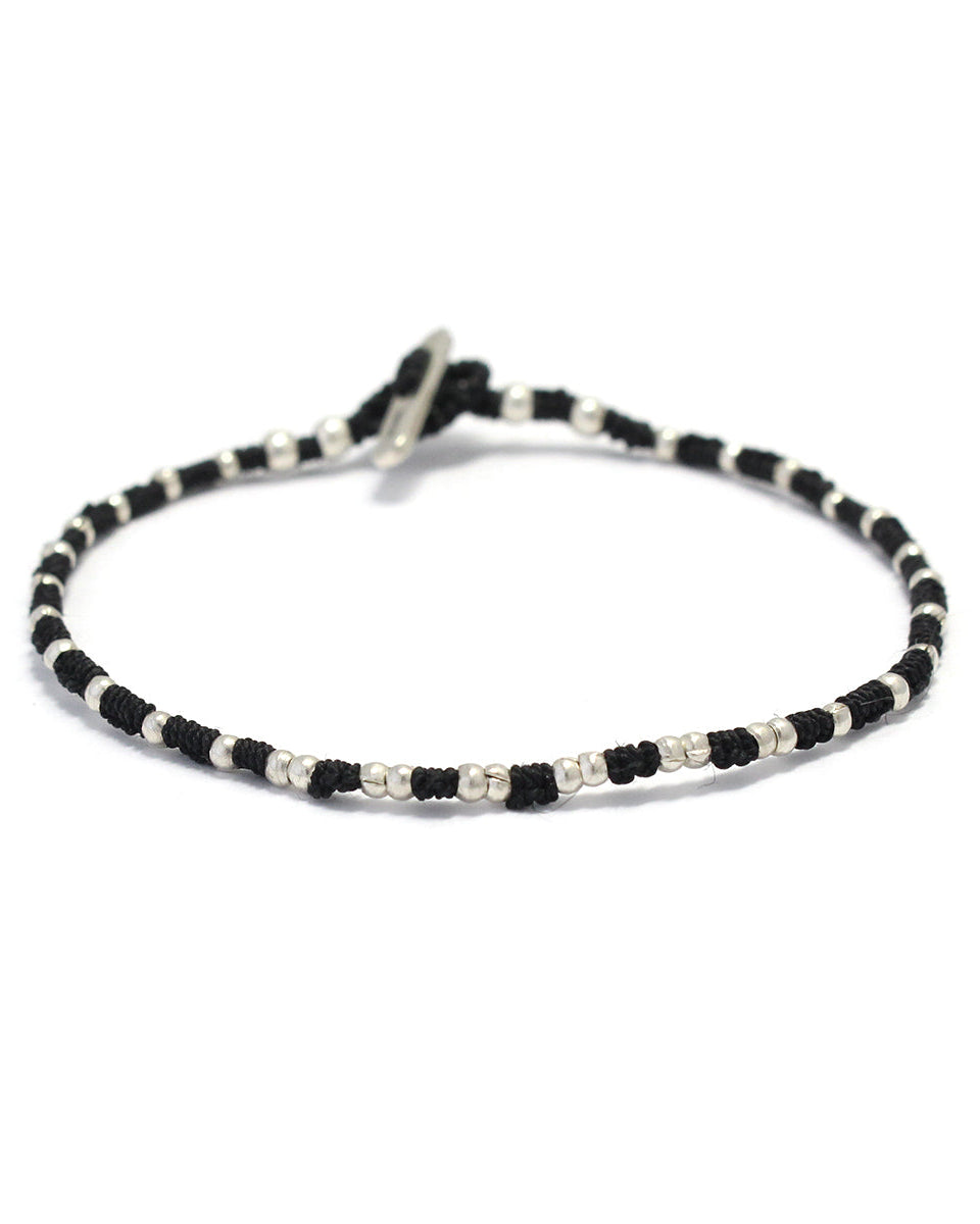 Mikia - Bracelet Small Silver Beads - Noir