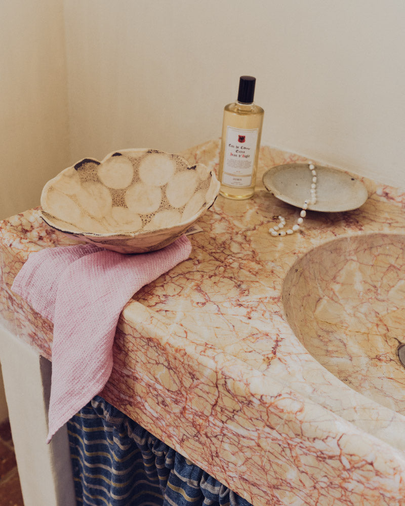 Merci - Serviette De Bain Invité En Lin - Rose Granité