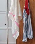 Merci - Linen bath towel - Honeycomb - Stripe Garance Pink