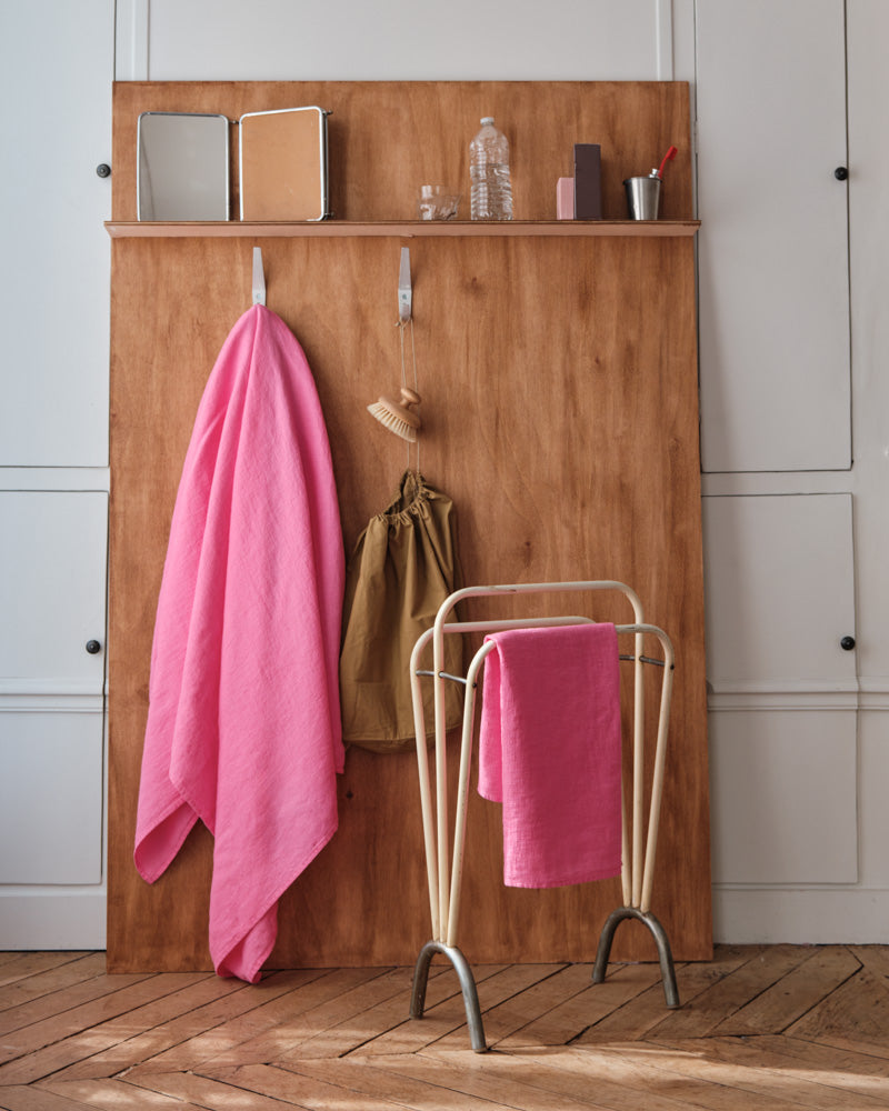 Merci - Linen bath towel - Honeycomb - Garance Pink