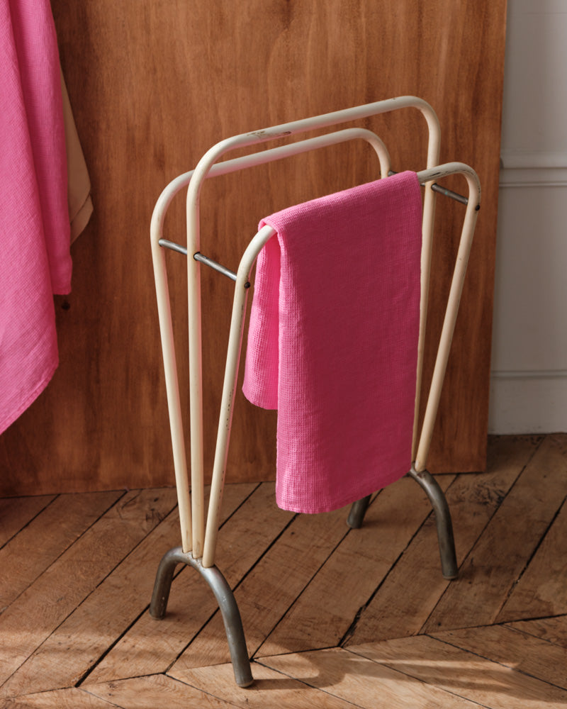 Merci - Serviette De Bain En Lin Nid D'Abeille - Rose Garance