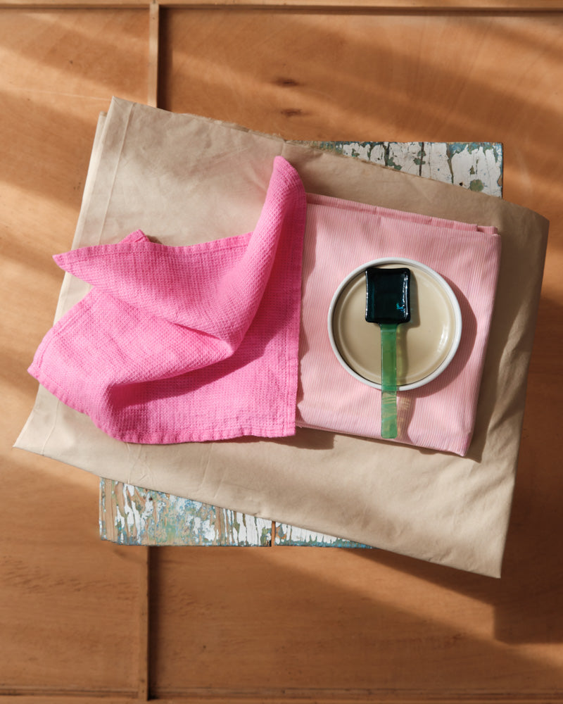 Merci - Serviette De Bain Invité En Lin Nid D'Abeille - Rose Garance