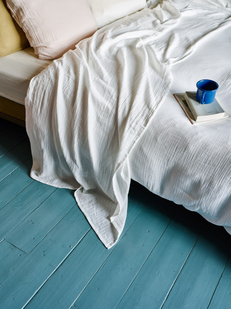 Merci - Cotton gauze flat sheet - Meudon White