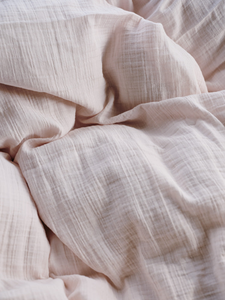 Merci - Coussin Rectangle En Gaze De Coton - Rose De Bagatelle