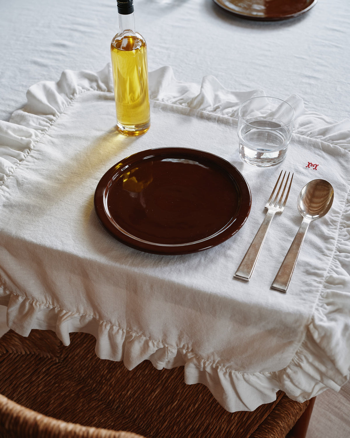 Merci - Set de table en lin brodé - 01 Ruché