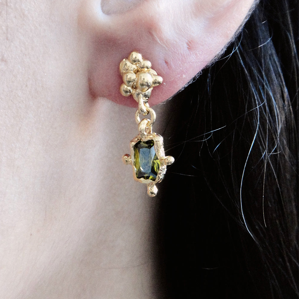 Sofia Rocha - Boucles d'oreilles Viena - Or & Vert