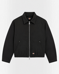 Black cotton Eisenhower jacket from Merci Paris, workwear style with zip fastening and classic collar.
