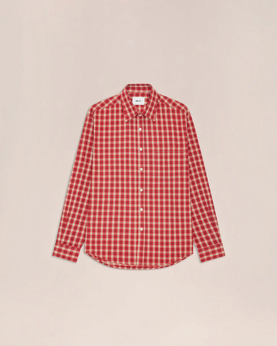 Chemise Merci Paris NN.07 Deon à carreaux rouges en flanelle de coton biologique avec poche poitrine et coupe droite