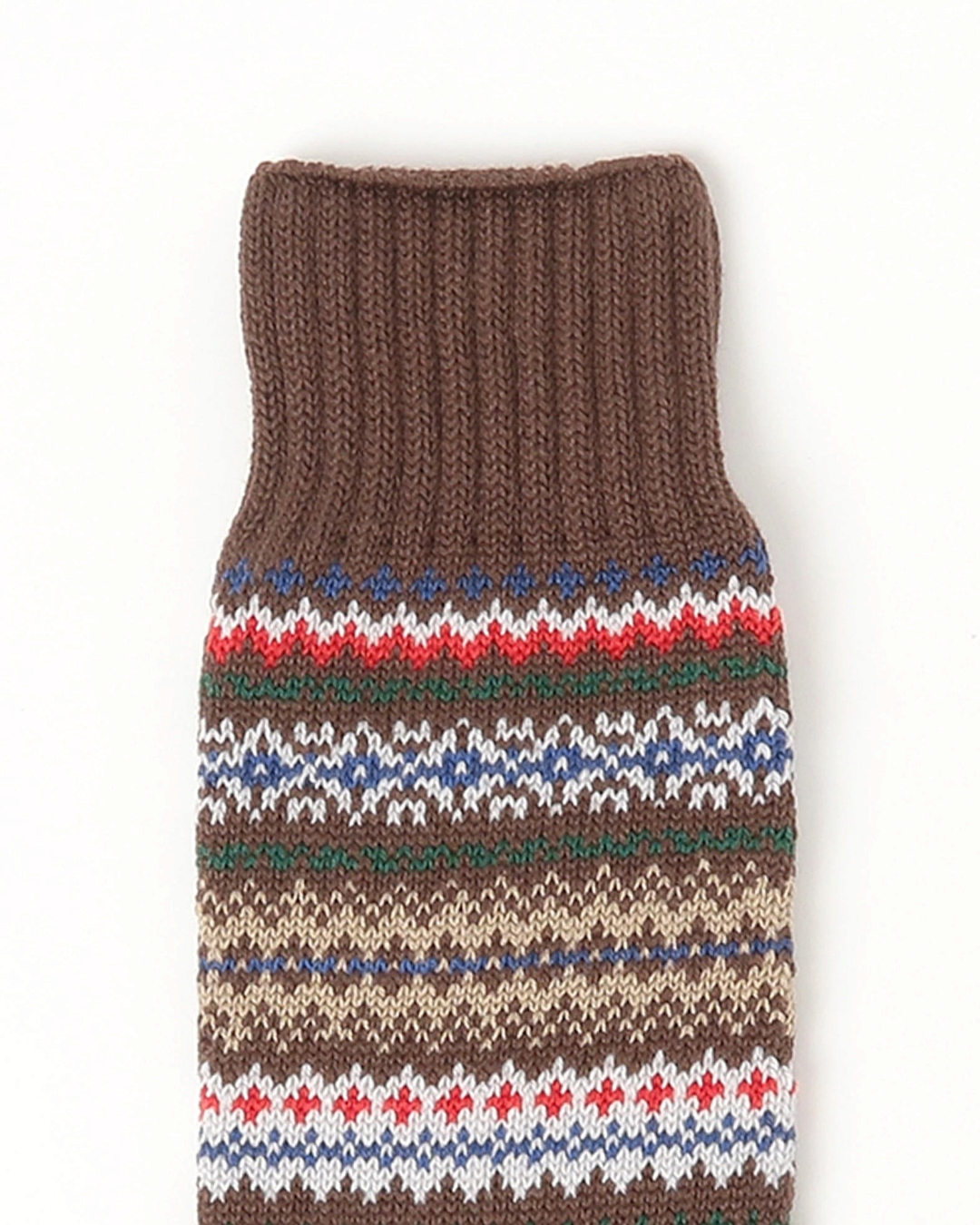 Chaussettes Merci Paris Beams Plus en maille marron avec motif Fair Isle multicolore et bord-côte élastique