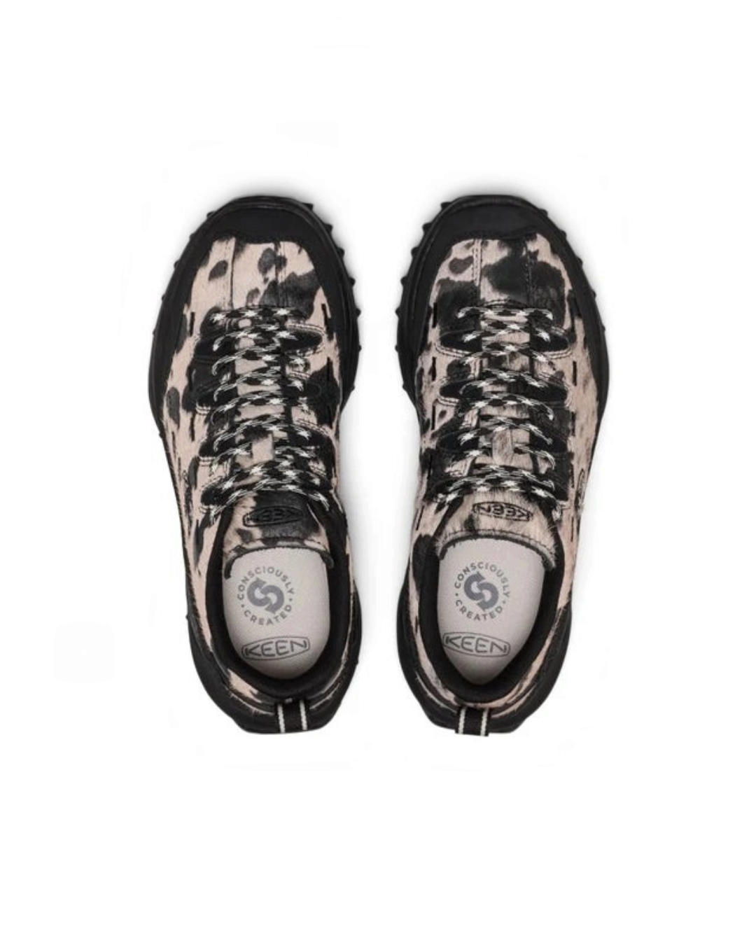 Baskets Merci Paris Keen Jasper Zionic en cuir motif vache noir et blanc avec lacets techniques et semelle robuste