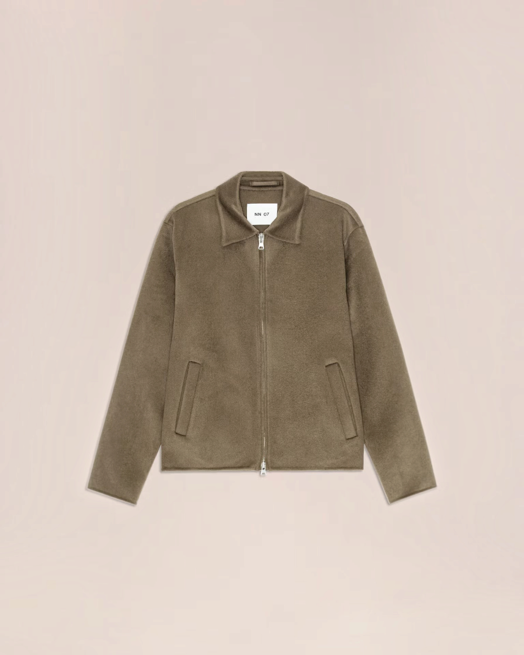 Veste Arlo Merci Paris en laine mélangée marron avec fermeture zippée et poches latérales
