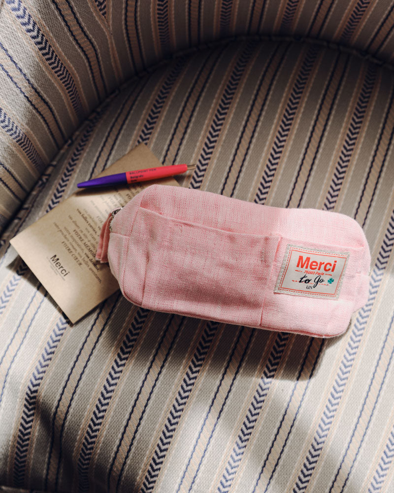 Merci - Trousse En Lin Lavé - Rose Granité