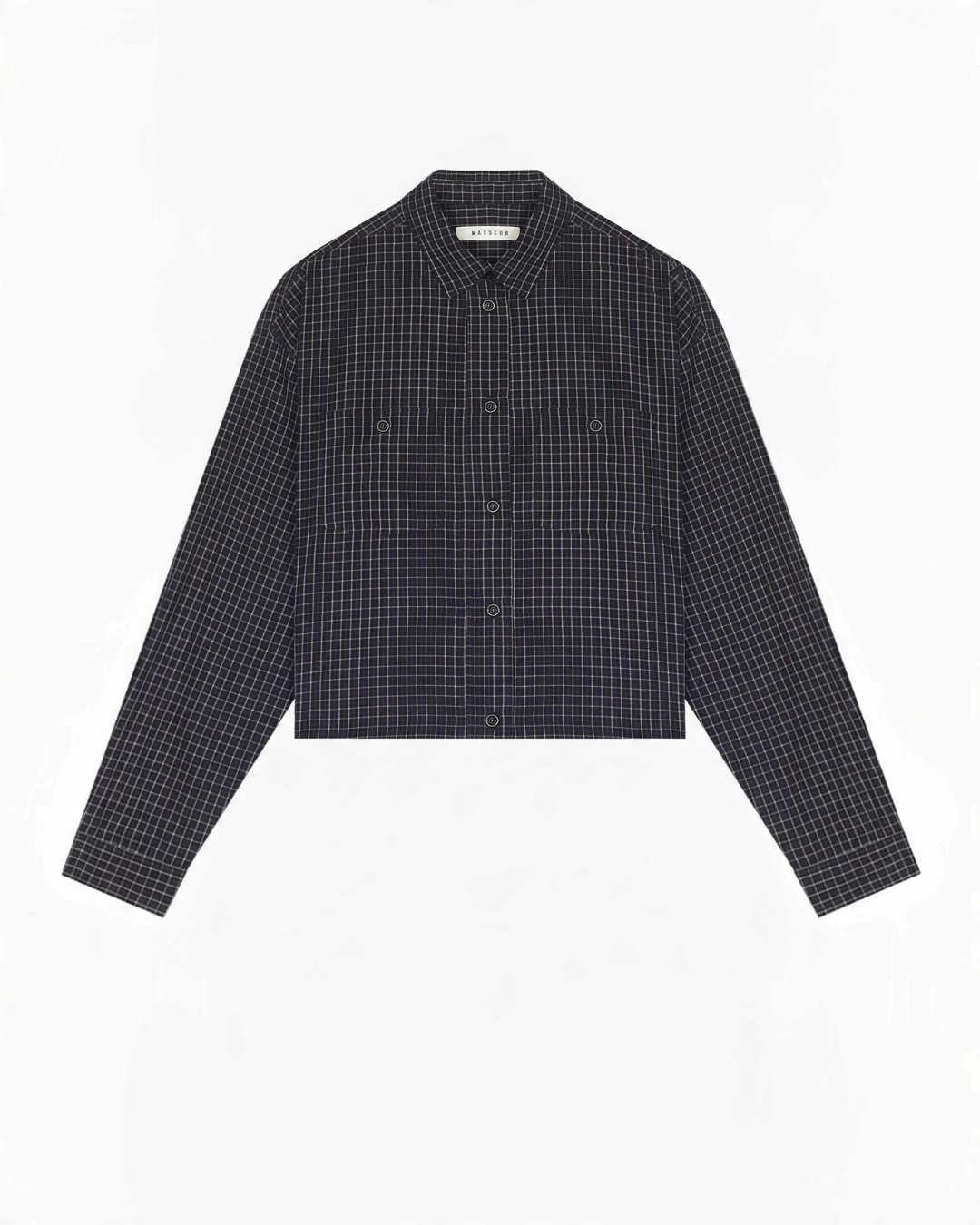 Chemise courte Merci Paris Masscob Zendaya noire à carreaux en coton avec poches plaquées et coupe structurée