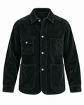 Veste Jackson Merci Paris en velours côtelé vert foncé, style workwear avec poches plaquées et boutons classiques.