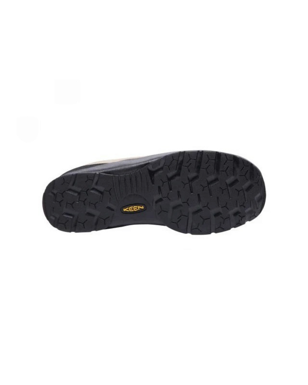 Semelle extérieure en caoutchouc noir de la basket Keen Jasper chez Merci Paris avec logo jaune et motif cranté