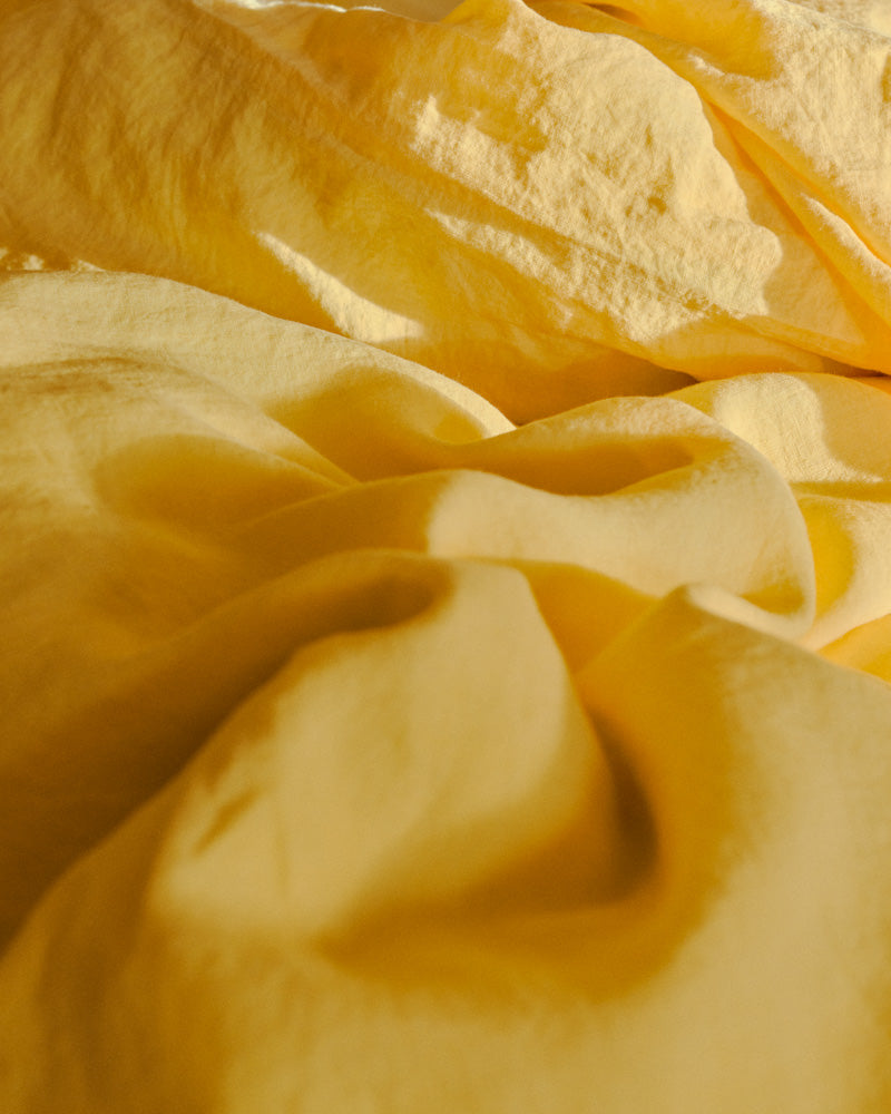 Merci - Washed linen flat sheet - Lemonade Yellow