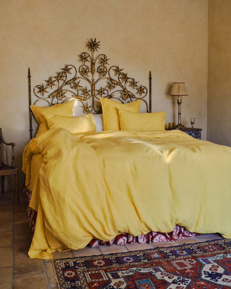 Merci - Washed linen duvet cover - Lemonade Yellow