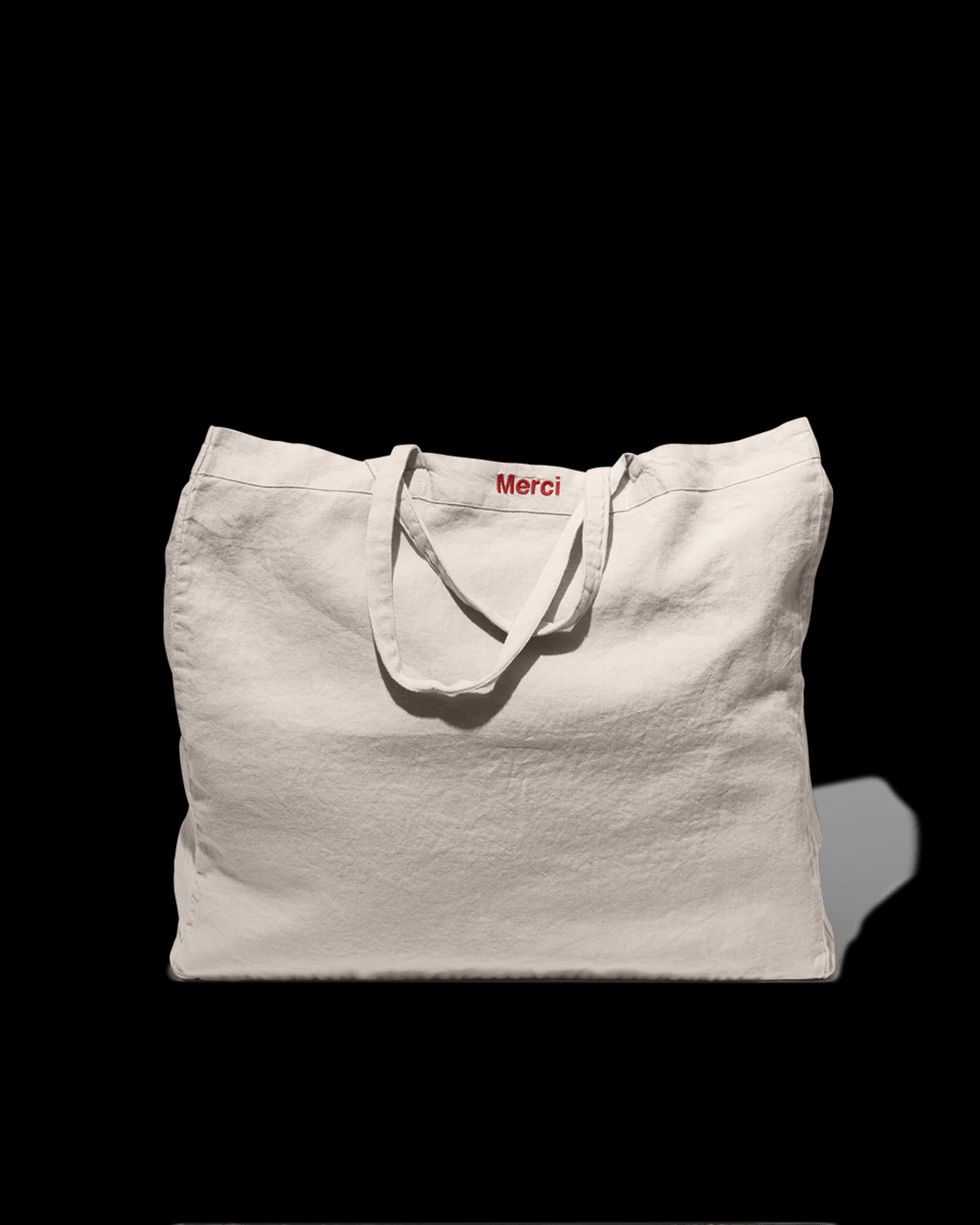 Merci - Washed linen Merci shopping bag - Stone