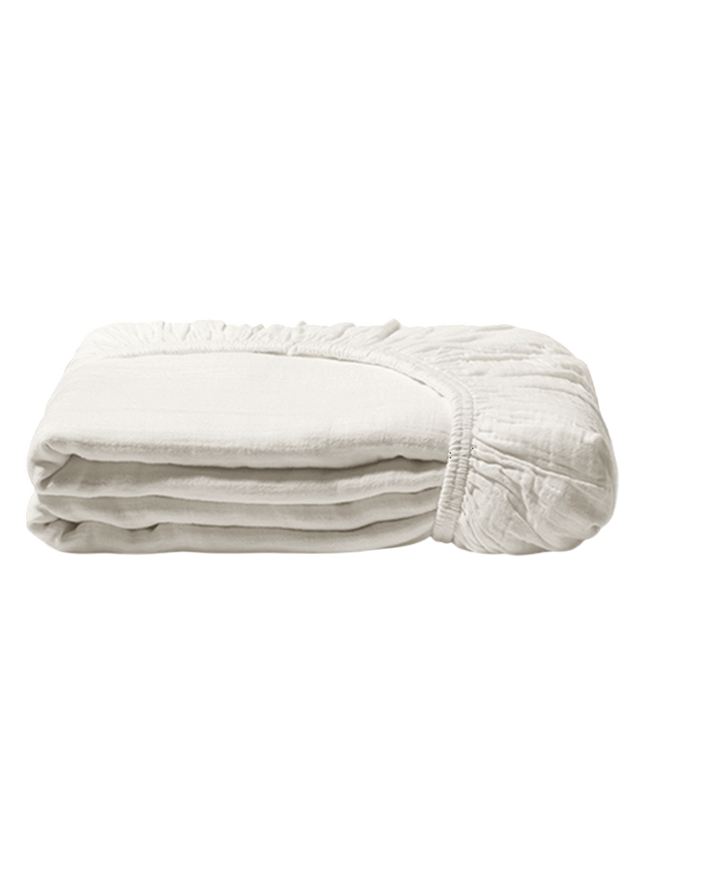 Drap-housse Merci Paris en gaze de coton blanc de Meudon avec un aspect froissé naturel et élastique intégré