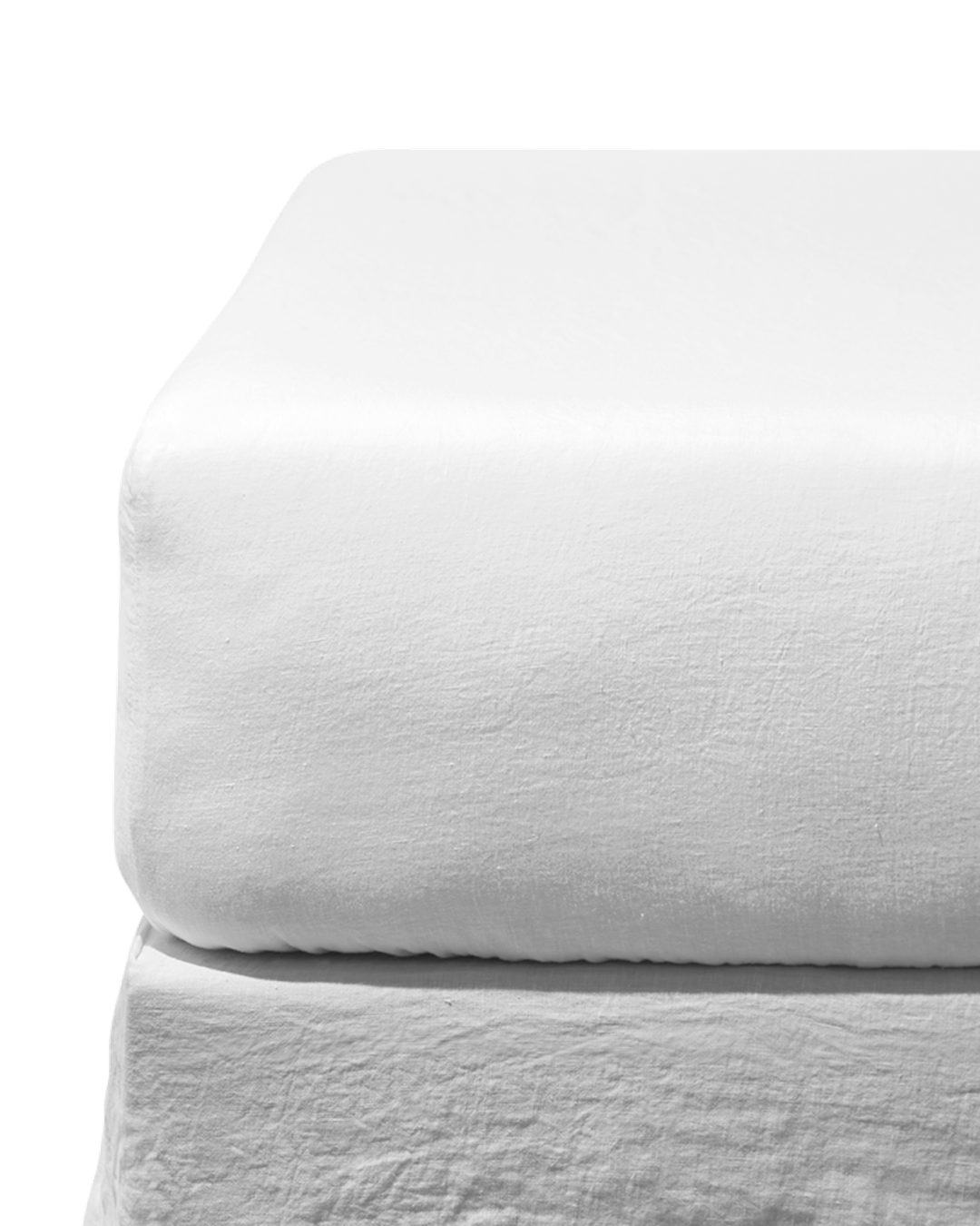 Merci - Washed linen fitted sheet - Optical White