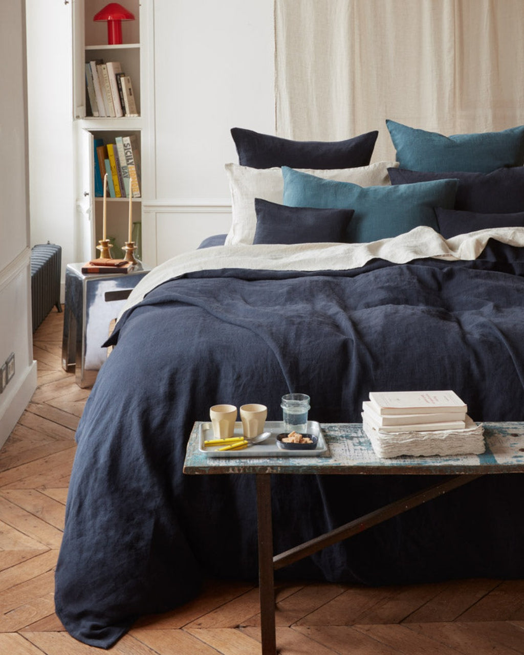 Merci - Washed linen duvet cover - Ink Blue