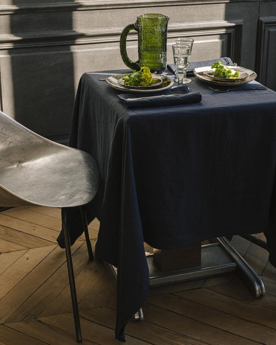 Merci - Washed linen tablecloth - Ink Blue