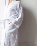 Merci - Linen bathrobe - Honeycomb - Optical White