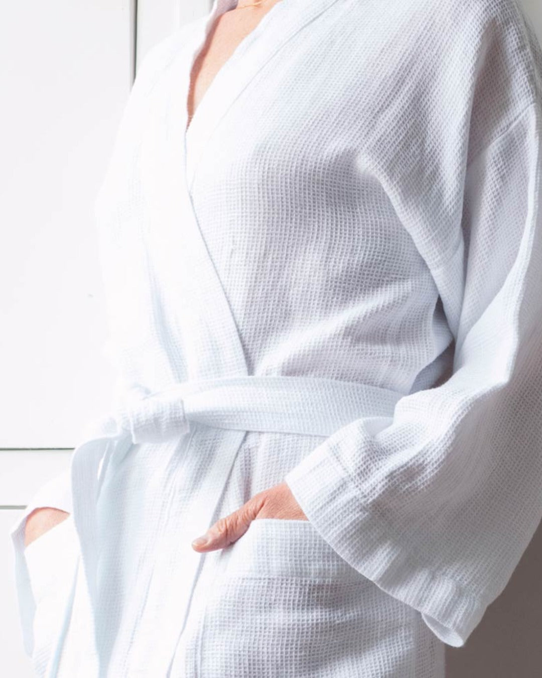Merci - Linen bathrobe - Honeycomb - Optical White