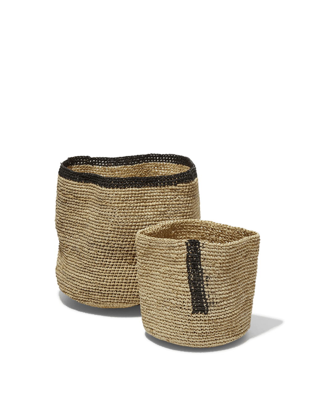Domoina - Panier En Raphia - Bord Noir