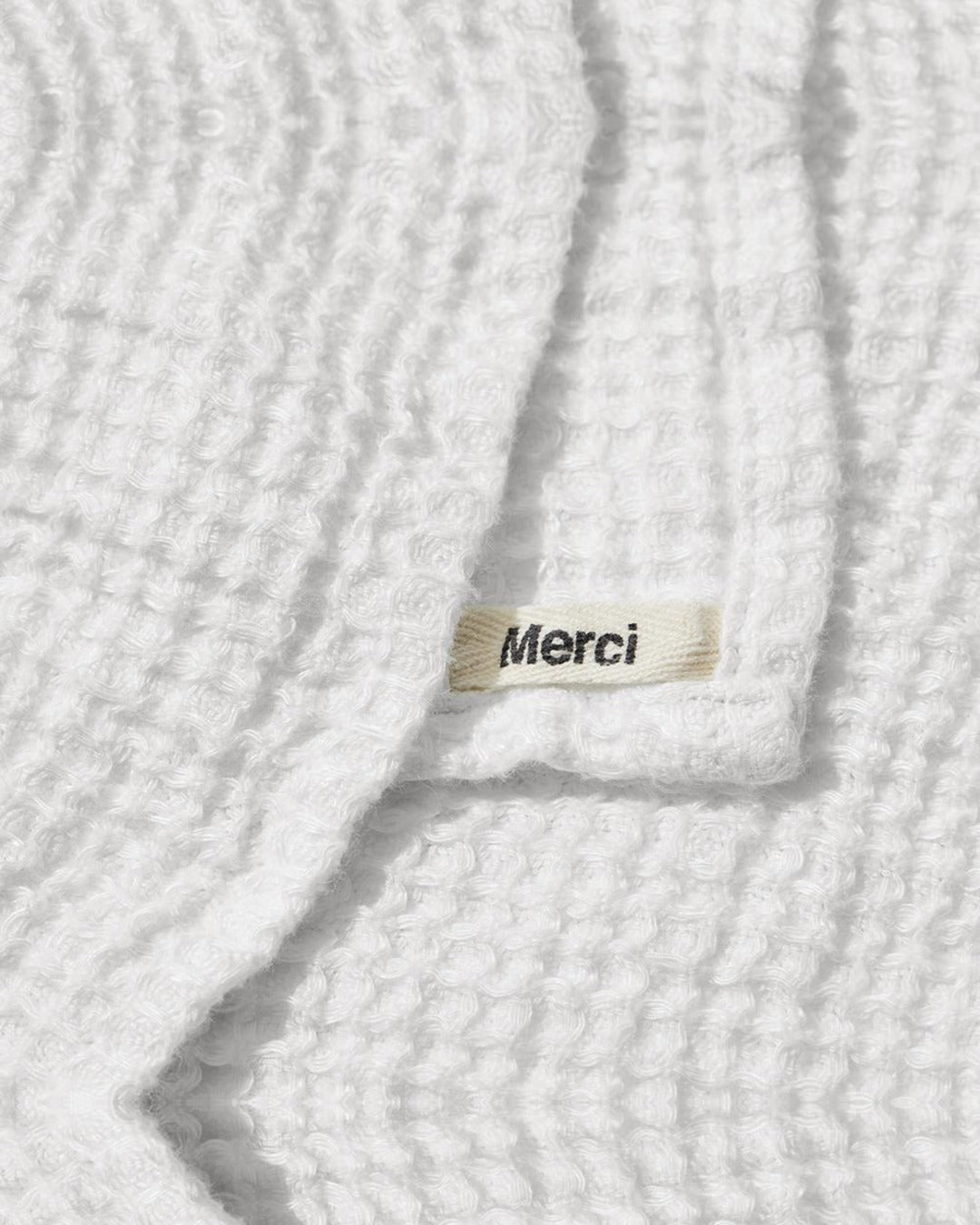 Merci - Serviette De Bain En Lin Waffle - Blanc Optique