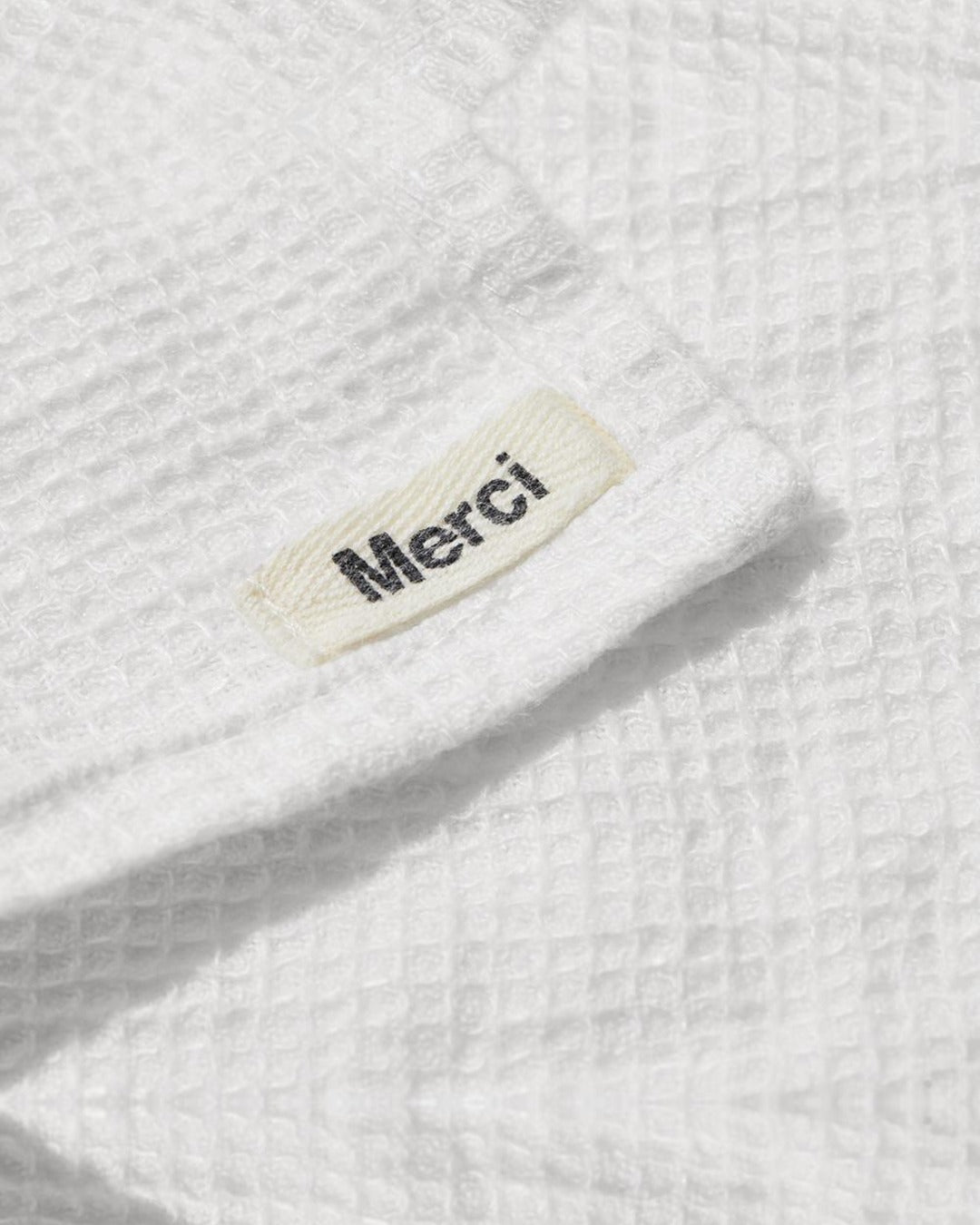 Merci - Serviette De Bain Invité En Lin Nid D'Abeille - Blanc Optique