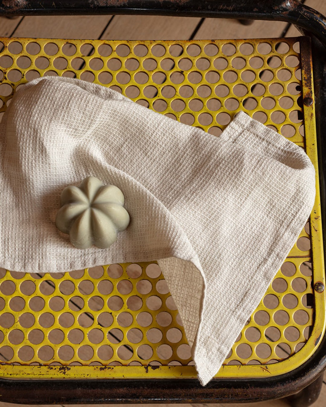 Merci - Serviette De Bain Invité En Lin Nid D'Abeille - Pierre