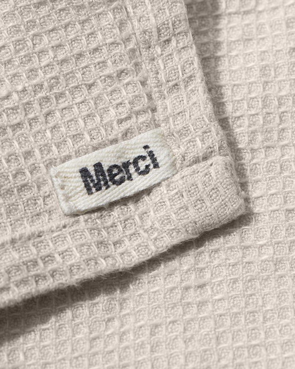 Merci - Serviette De Bain Invité En Lin Nid D'Abeille - Pierre