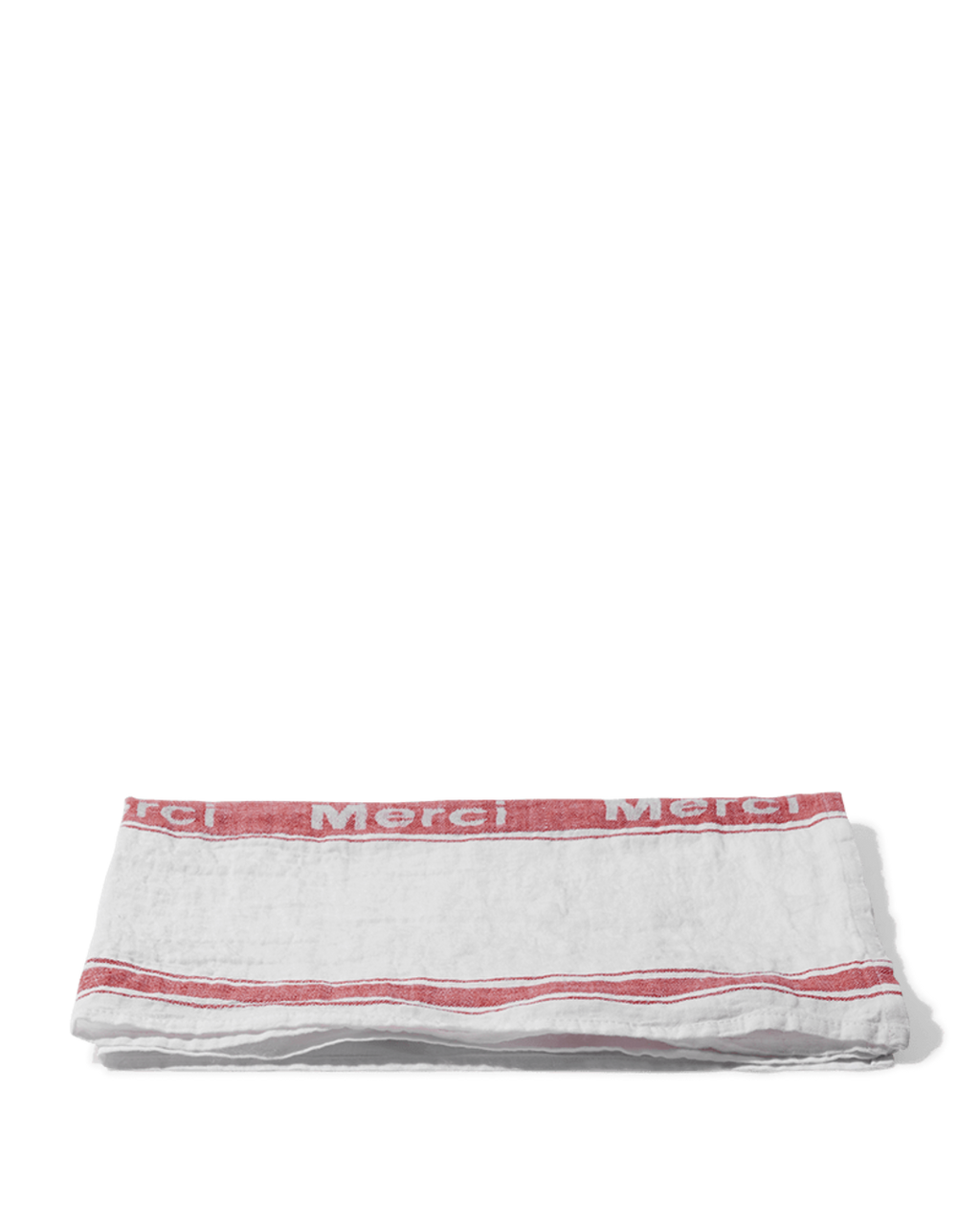 Merci - Washed linen tea towel - White and red