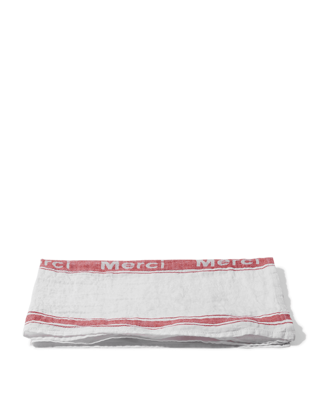 Merci - Washed linen tea towel - White and red