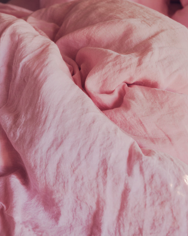 Merci - Washed linen flat sheet - Granita Pink