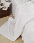 Merci - Washed linen flat sheet - Optical White
