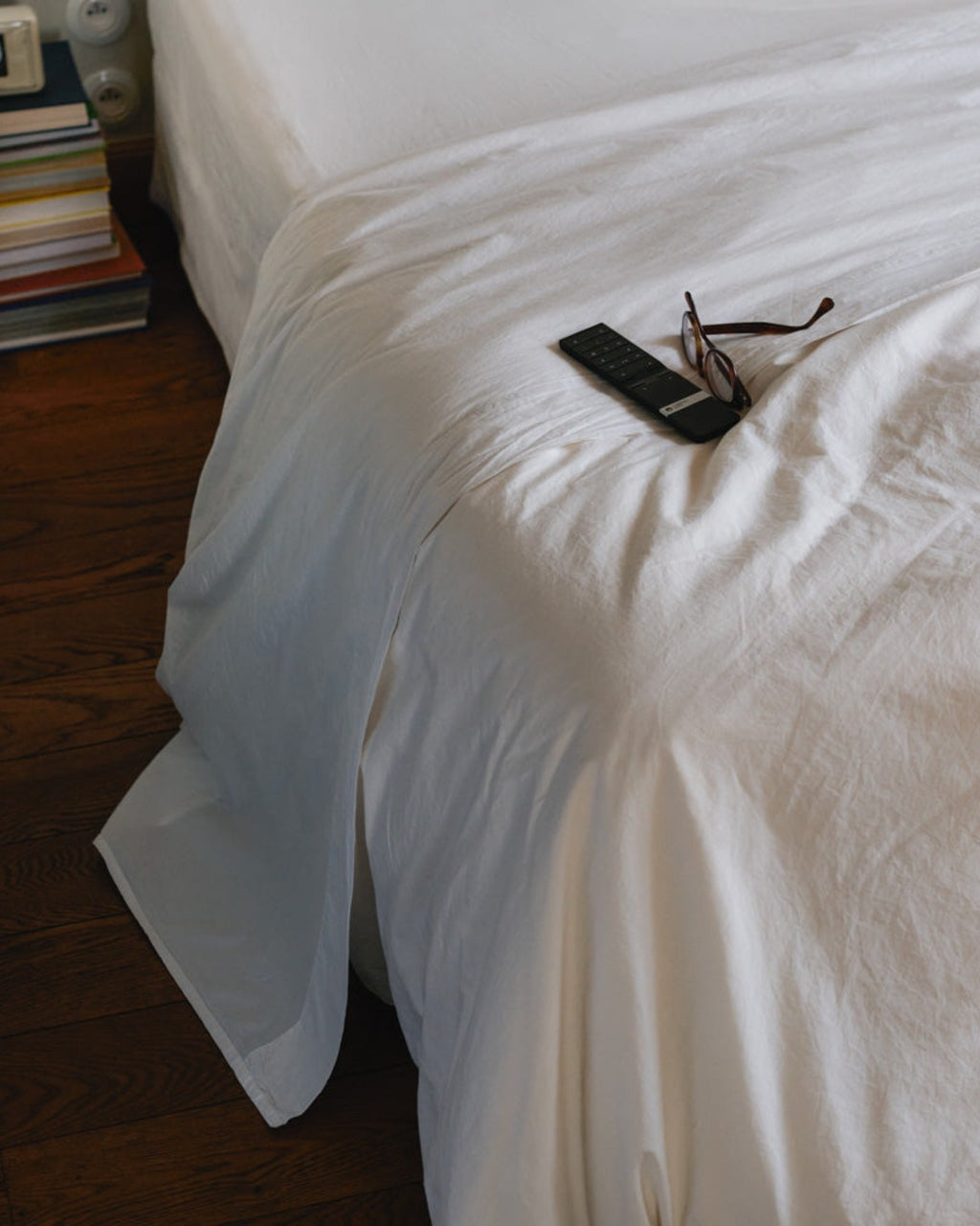 Merci - Cotton percale flat sheet - Chalk White