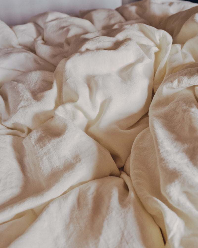 Merci - Washed linen flat sheet - Seashell White