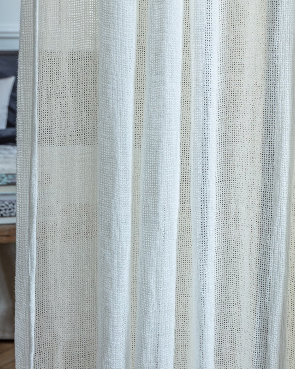 Merci - Voile Natté En Lin Lavé - Blanc Optique