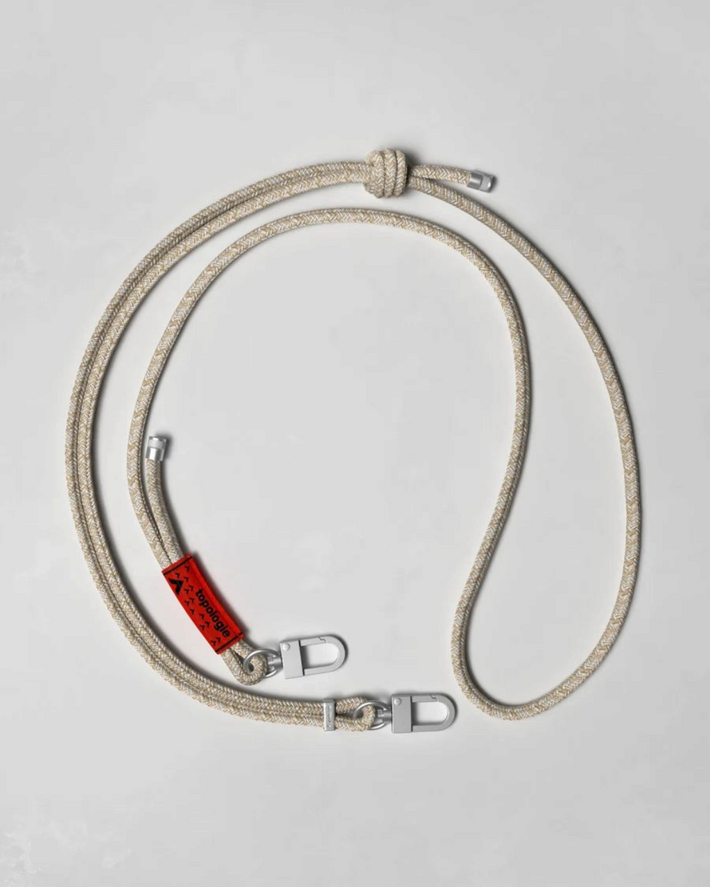 Cordon ajustable Merci Paris Topologie 6mm beige en polyester inspiré des cordes d'escalade avec mousquetons