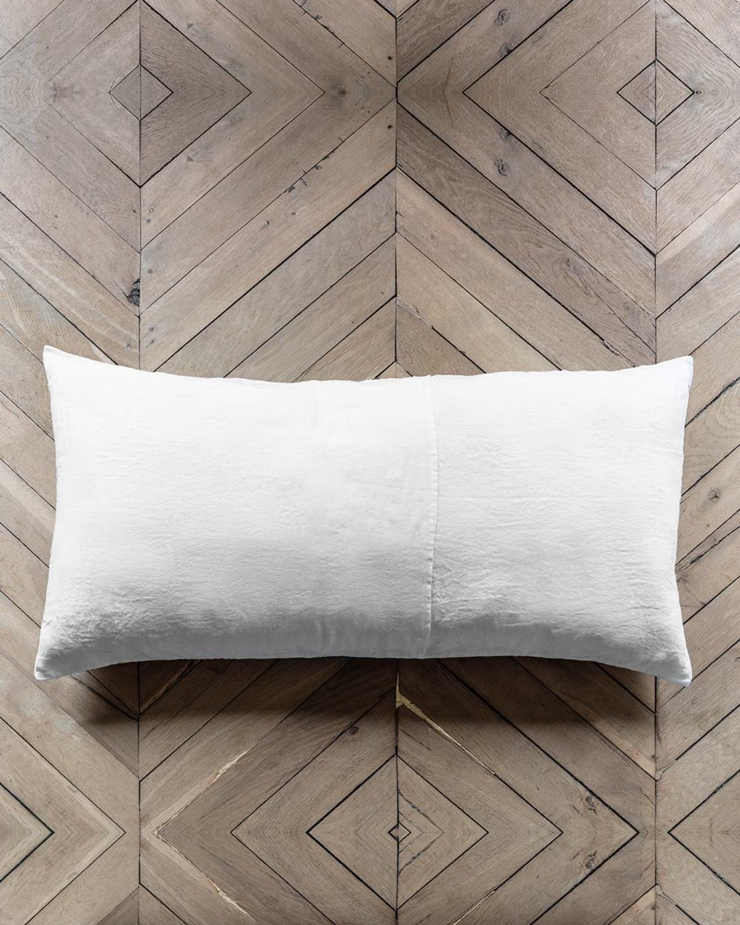 Merci - Rectangular cushion in washed linen - Optical White
