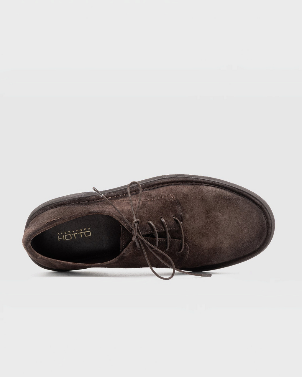 Derbies Merci Paris Alexander Hotto en daim moka avec lacets et semelle en caoutchouc, vue de dessus