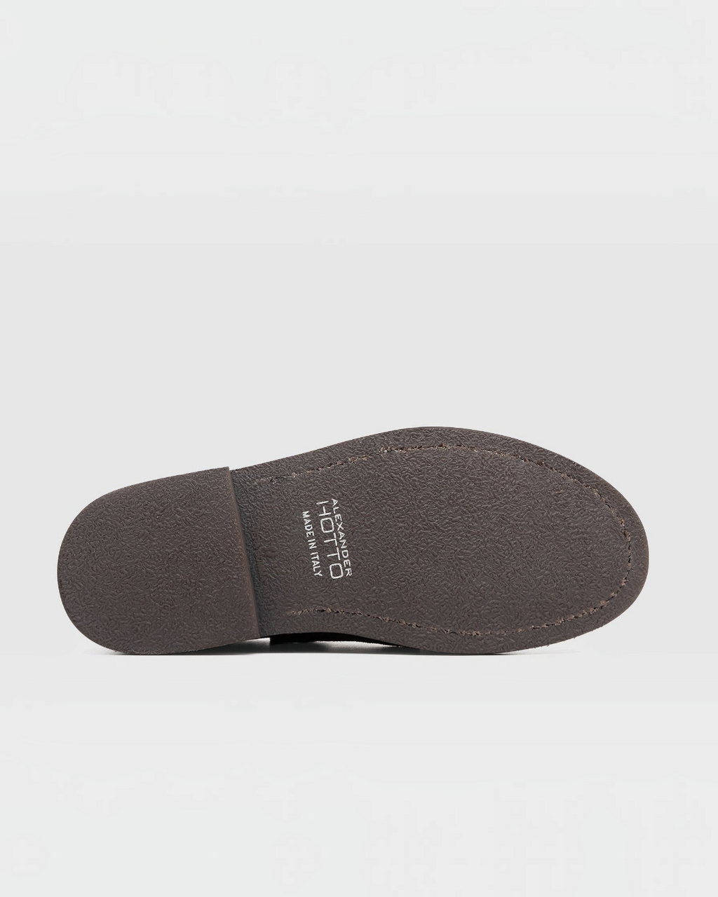 Semelle extérieure en caoutchouc marron de la chaussure Merci Paris Alexander Hotto avec logo imprimé